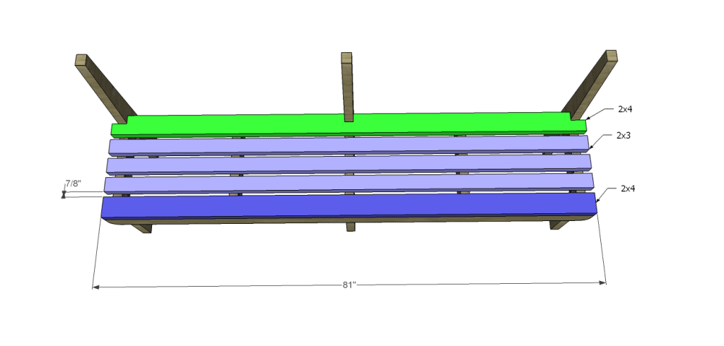 plans build Vintage Wood Slat bench-Seat Slats 2