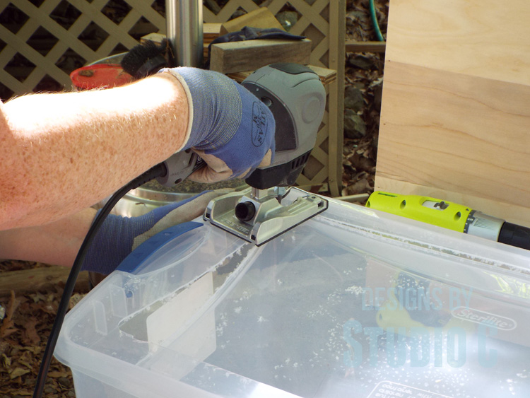 Small DIY Sandblasting Cabinet cutting the top