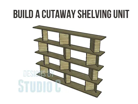 DIY plans cutaway shelving unit