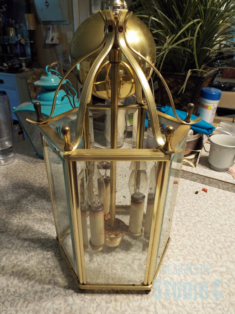 DIY Light Fixture with a Mod Podge Rocks Stencil unfinished