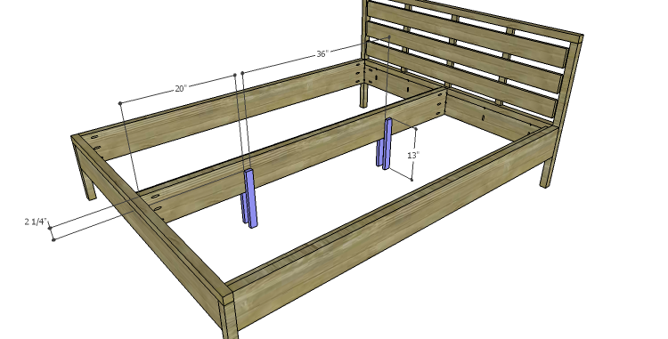 DIY Plans to Build an August Queen Bed-Center Legs