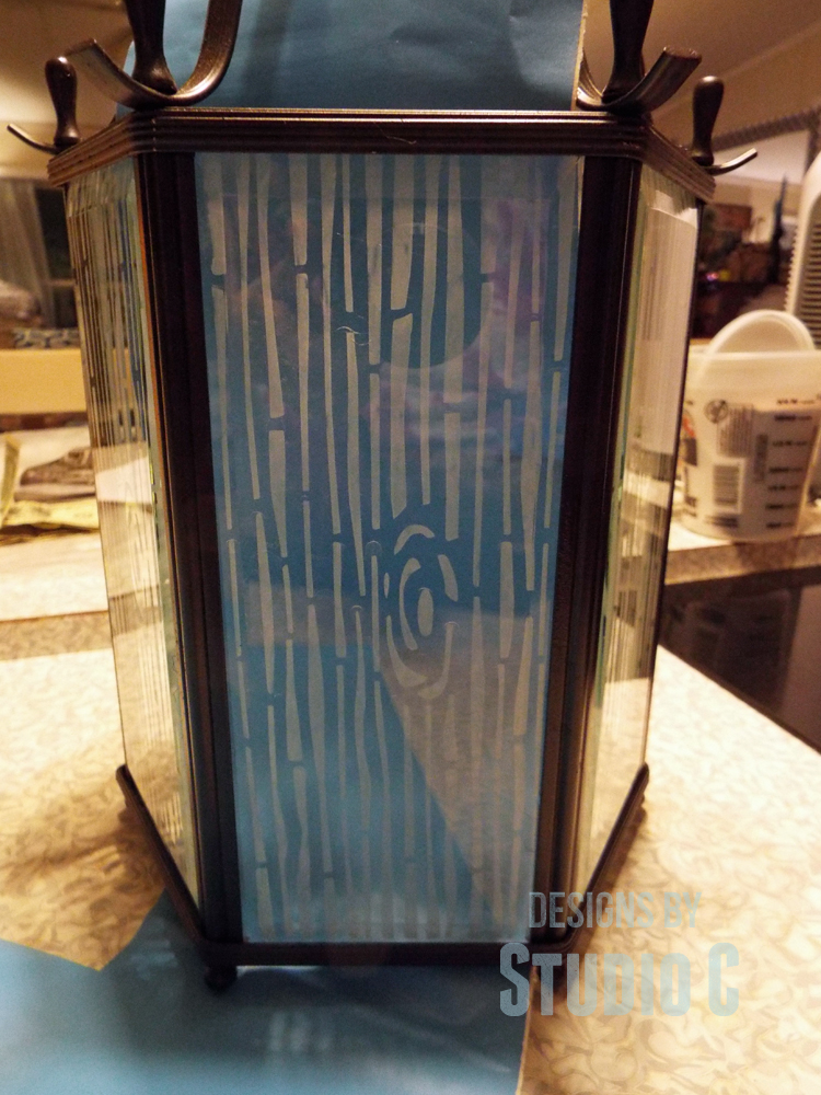 DIY Light Fixture with a Mod Podge Rocks Stencil glss