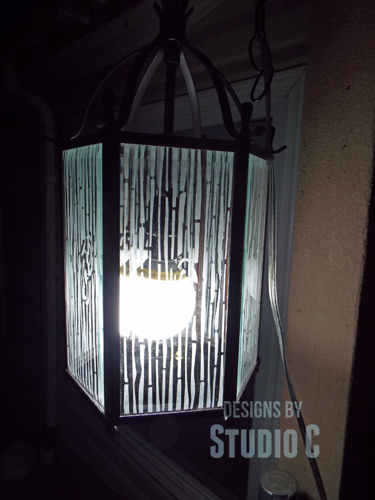 DIY Light Fixture with a Mod Podge Rocks Stencil lightbulb on