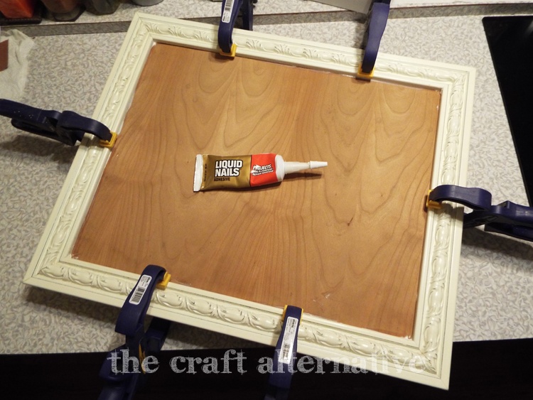 Making a Cork Board with Wine Corks clamp back in place