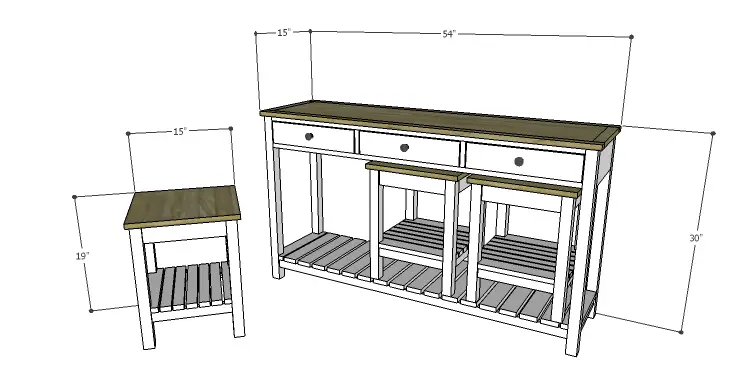 DIY Plans to Build an Elmore Console Table with Stools