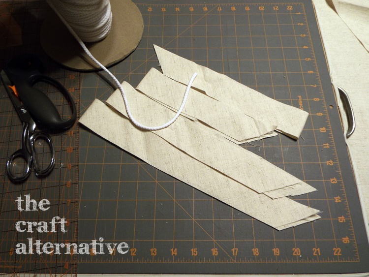 Make a Pillow with a Needlepoint Piece cutting bias strips