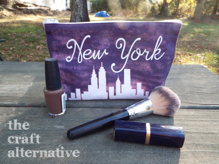 Ink Dye on a Canvas Pouch add heat transfer vinyl lettering