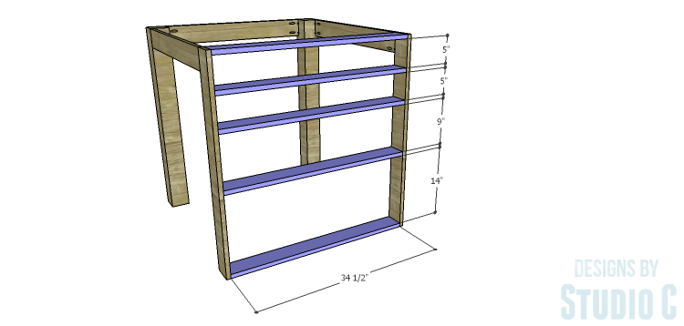 DIY Plans to Build a Storage Counter Height Table_Storage Shelves