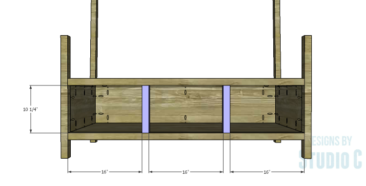 DIY Plans to Build a Storage Settee_Front Dividers
