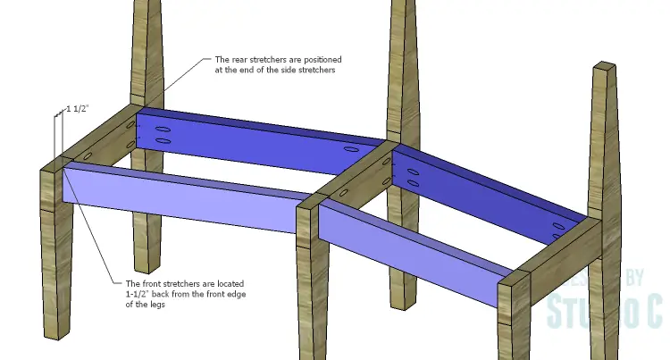 DIY Furniture Plans to Build a Curved Seat Bench_Stretchers 2