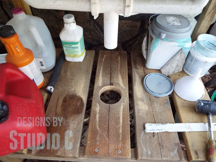 Install a Drain on an Outdoor Sink_Hole in Shelf