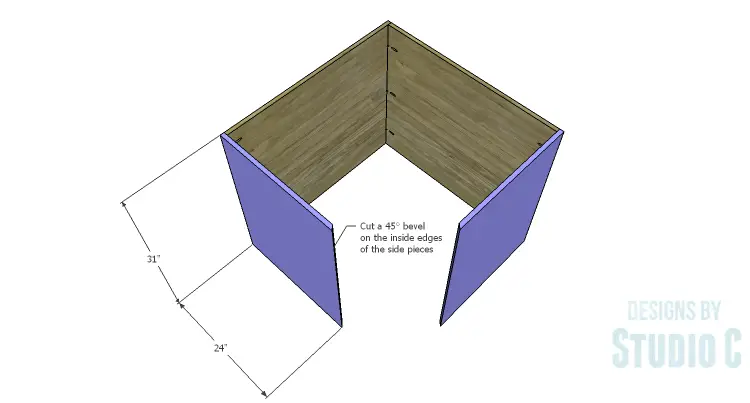 DIY Plans to Build a Diagonal Corner Base Kitchen Cabinet_Sides