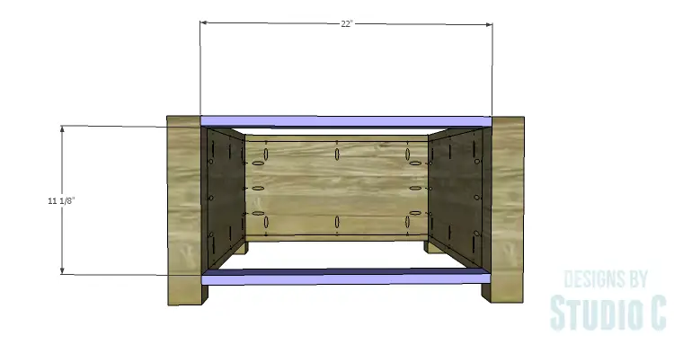 DIY Plans to Build Single Washer and Dryer Pedestals_Front Stretchers