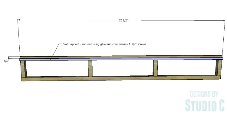 DIY Plans to Build a Rustic Metal Strap Queen Bed_Outer Framing Slat Support