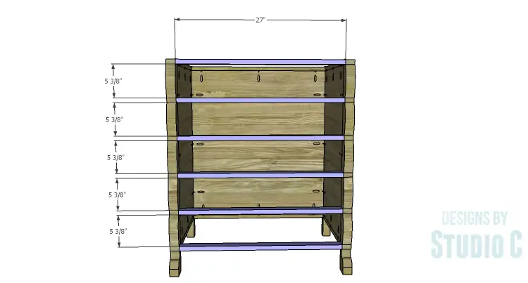 DIY Plans to Build a Scalloped Leg Dresser_Front Stretchers