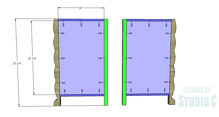 DIY Plans to Build a Scalloped Leg Dresser_Sides