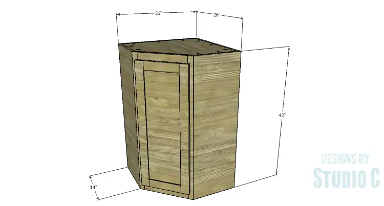 DIY Plans to Build a Tall Diagonal Face Upper Corner Cabinet