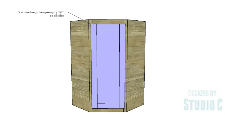DIY Plans to Build a Tall Diagonal Face Upper Corner Cabinet_Door 2