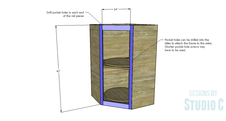 DIY Plans to Build a Tall Diagonal Face Upper Corner Cabinet_Face Frame