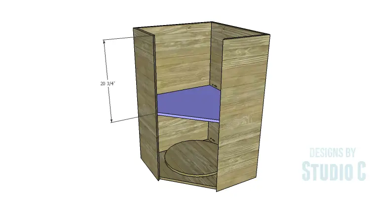 DIY Plans to Build a Tall Diagonal Face Upper Corner Cabinet_Shelf 2