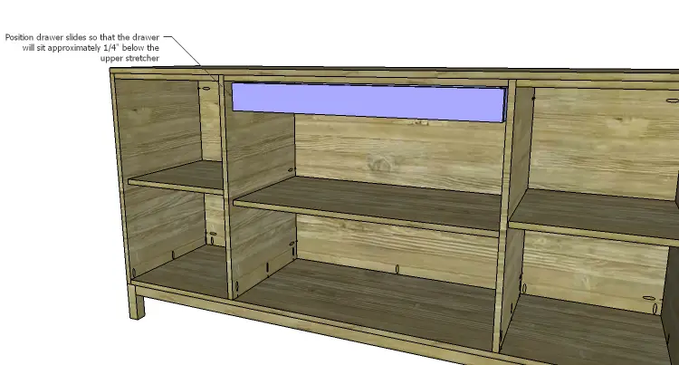 DIY Plans to Build a Long Paneled Sideboard_Drawer in Cabinet