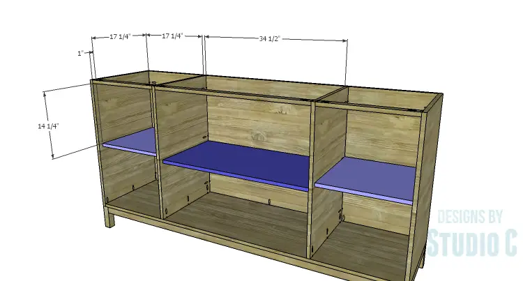 DIY Plans to Build a Long Paneled Sideboard_Shelves