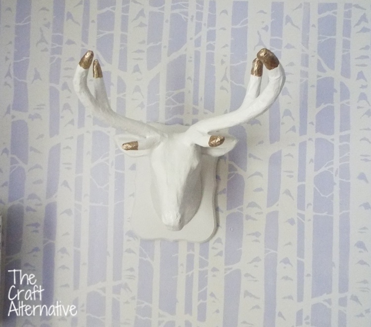 Papier-Mache Deer Head Mounted on an MDF Plaque_Front View