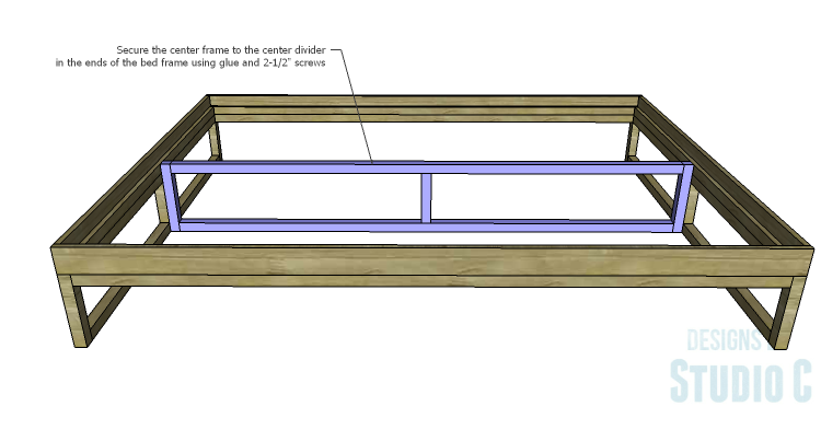 DIY Plans to Build a Modern+Rustic Queen Platform Bed_Center Support Frame 2