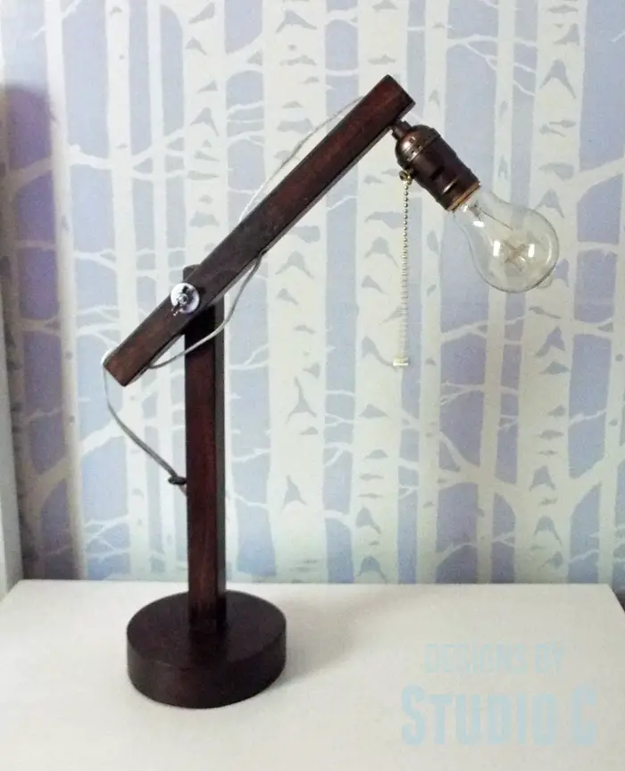 DIY Plans to Build a Rustic Cantilevered Desk Lamp-Completed
