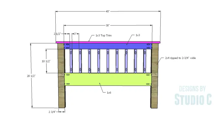 DIY Plans to Build a Delilah Twin Bed-Footboard