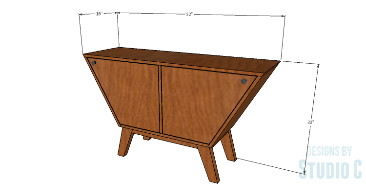DIY Plans to Build a Mid Century Modern Angled Cabinet