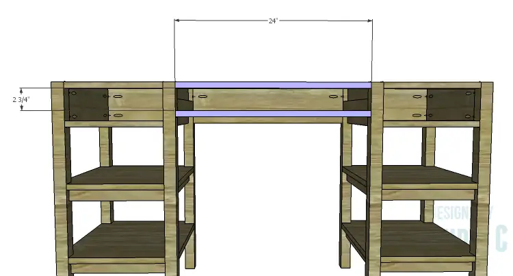 DIY Plans to Build an Open Shelf Desk-Center Stretchers