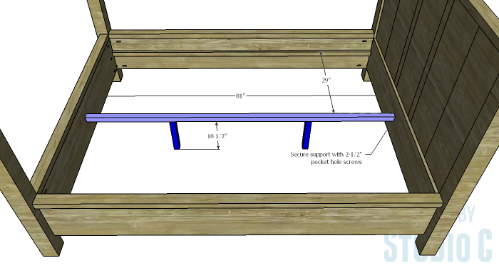 DIY Plans to Build a Waterton Queen Bed-Center Support