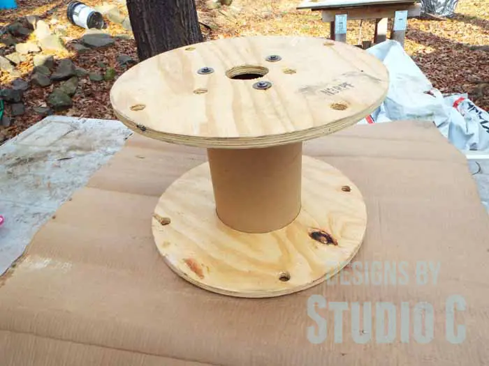 DIY Ottoman or Footstool Using an Old Wooden Spool_Spool Before