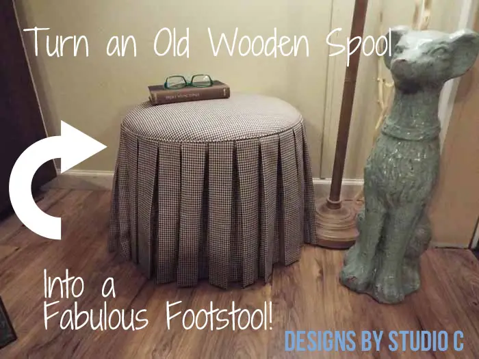DIY Ottoman or Footstool Using an Old Wooden Spool_Featured