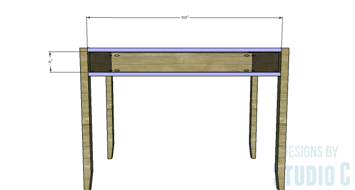 DIY Furniture Plans to Build a Mena Hutch Desk-Front Stretchers