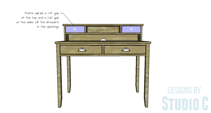 DIY Furniture Plans to Build a Mena Hutch Desk-Upper Drawers 3
