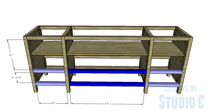 DIY Furniture Plans to Build a Tristan Media Stand-Lower Front Stretchers
