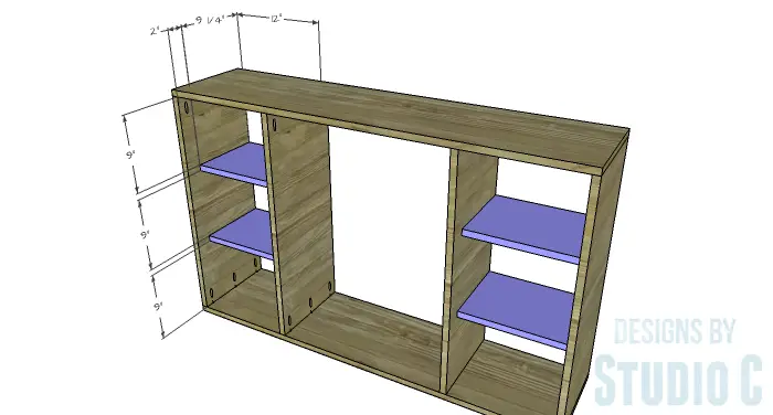 DIY Furniture Plans to Build a Zen Bookcase Media Stand-Outer Shelves