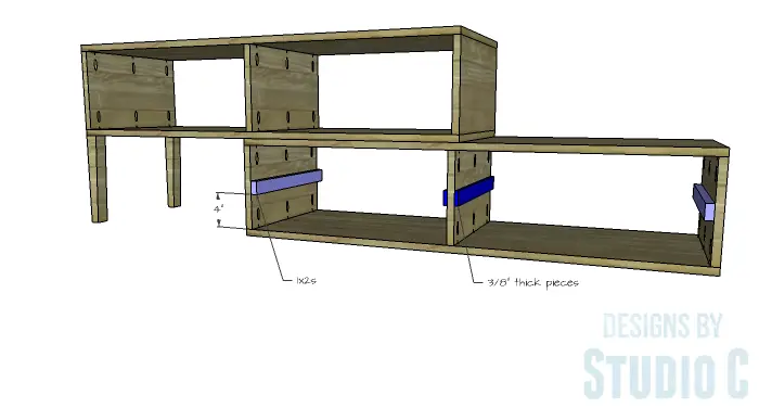 DIY Furniture Plans to Build a Contemporary Media Stand-Drawer Slide Spacers