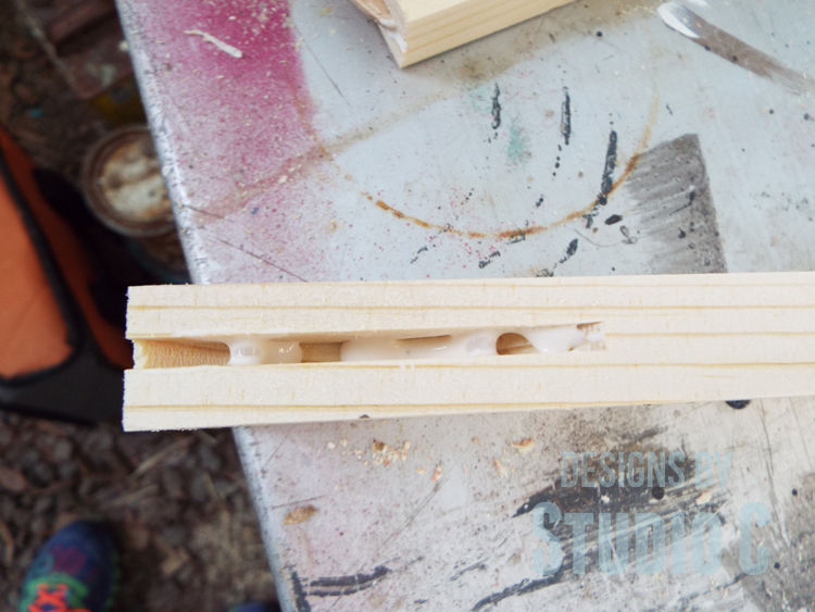 How to Use a Biscuit Joiner to Make a Door Frame - opposite end of slot