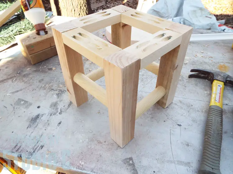 DIY Furniture Plans to Build a Knock-Off Stand or Stool-Assembled