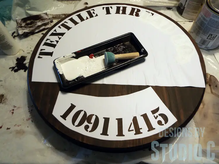 DIY Furniture Plans to Build a Knock-Off Spool Side Table - Stenciled Top