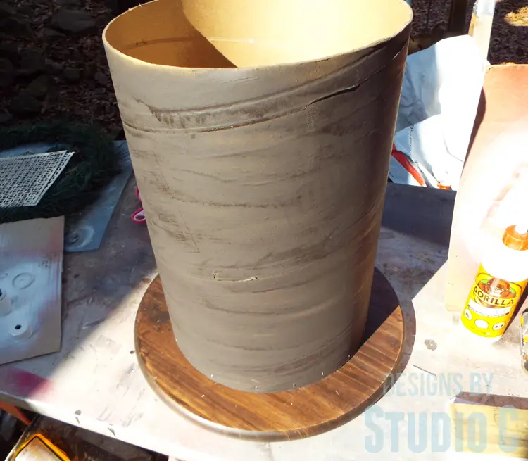 DIY Furniture Plans to Build a Knock-Off Spool Side Table - Secure Tube to Bottom