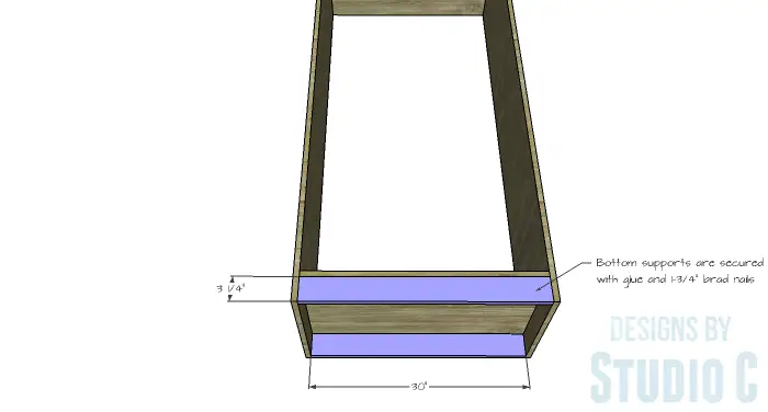 DIY Furniture Plans to Build a Rustic Pantry Cabinet - Cabinet Bottom Supports