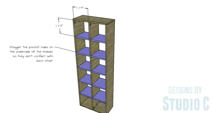 DIY Furniture Plans to Build a Squared Bookcase - Shelves