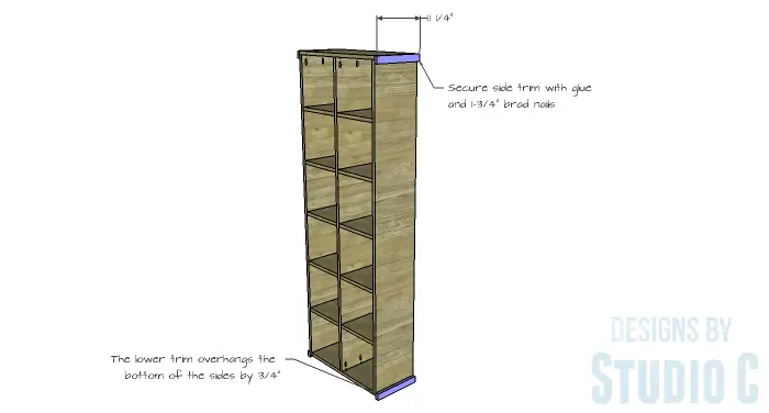 DIY Furniture Plans to Build a Squared Bookcase - Side Trim
