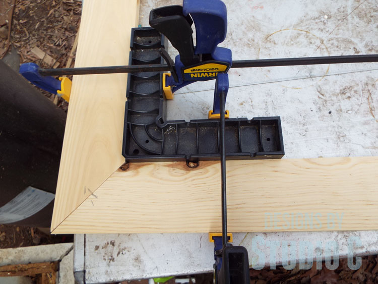 How to Make Biscuit Joints in Mitered Corners - Clamps Close Up