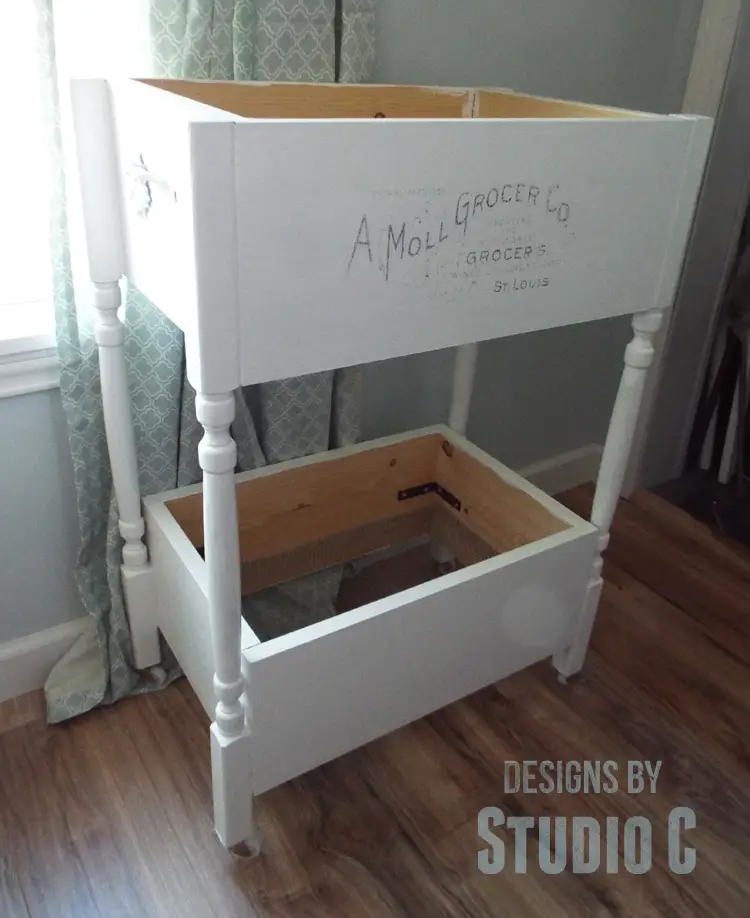 DIY Furniture Plans to Build a Fruit and Vegetable Bin - Quarter View
