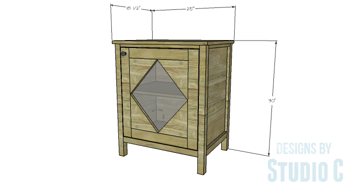 DIY Furniture Plans to Build a Diamond Single Door Cabinet